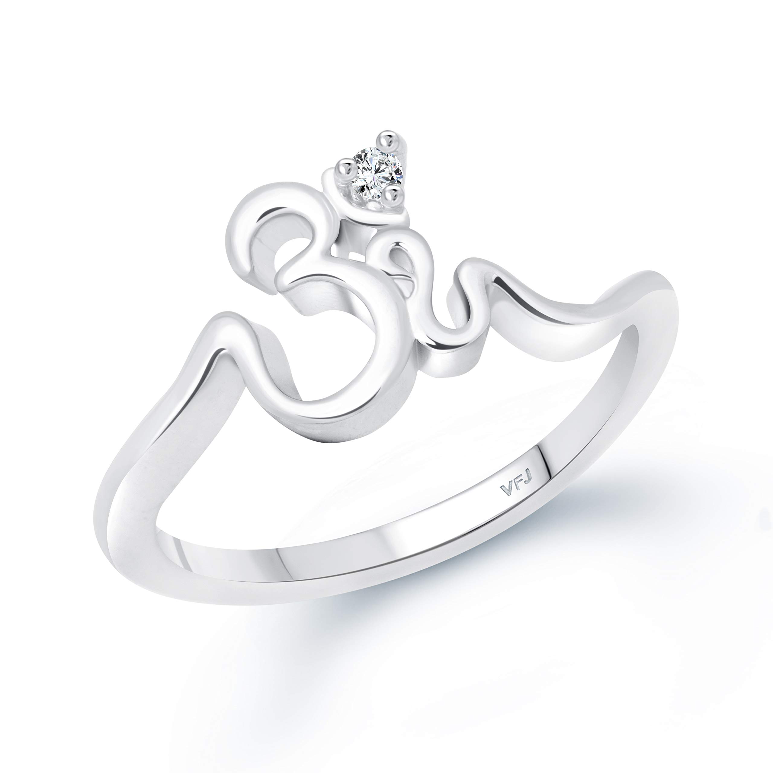 Vighnaharta Valentine Day Gift valentineday Gift for him Gift for Women Gift for Men Om (CZ) Rhodium Plated Ring - (VFJ1600FRR13) (B091Q48THC) Amazon Price History, Amazon Price Tracker