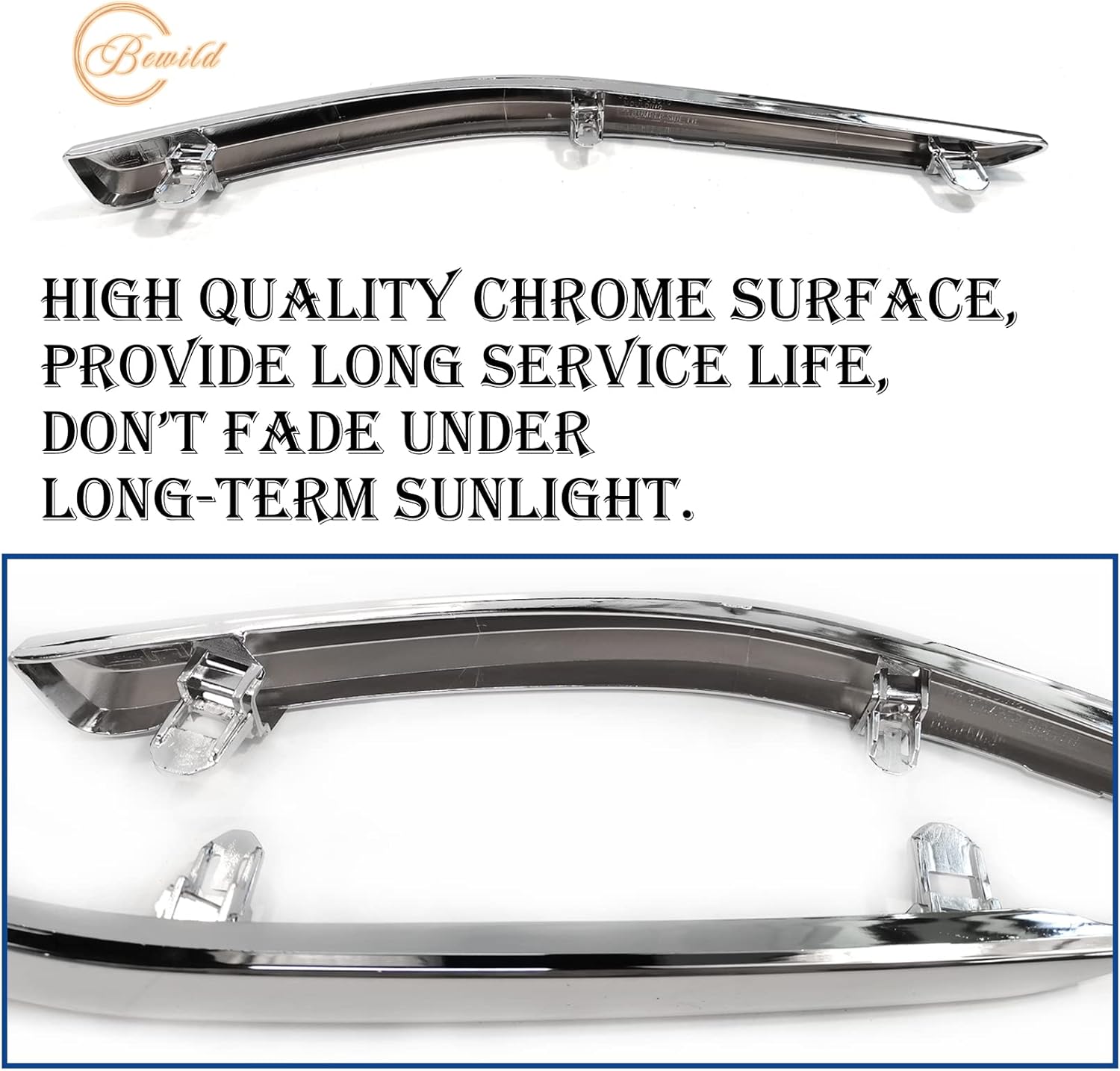 Bewild Front Bumper Chrome Strip Trim Carparts Replacement Fit For 2014-2022 Toyota 4Runner Limited (Driver & Passenger Side)