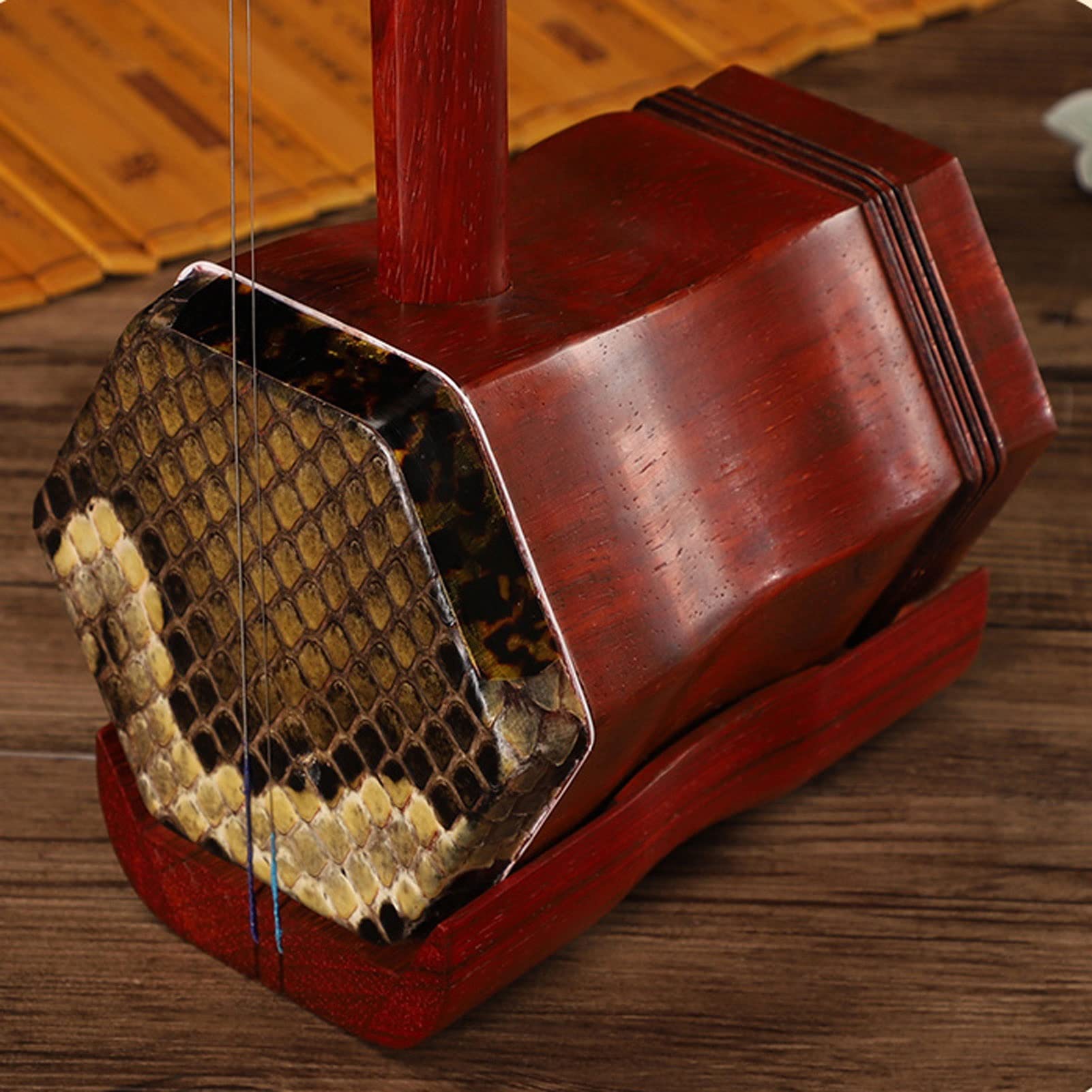 Erhu Musikinstrument,Chinesische 2-saitige Violine Erhu Brauner Holzschaft mit Klavierkasten und Bogen 2 Saiteninstrumente