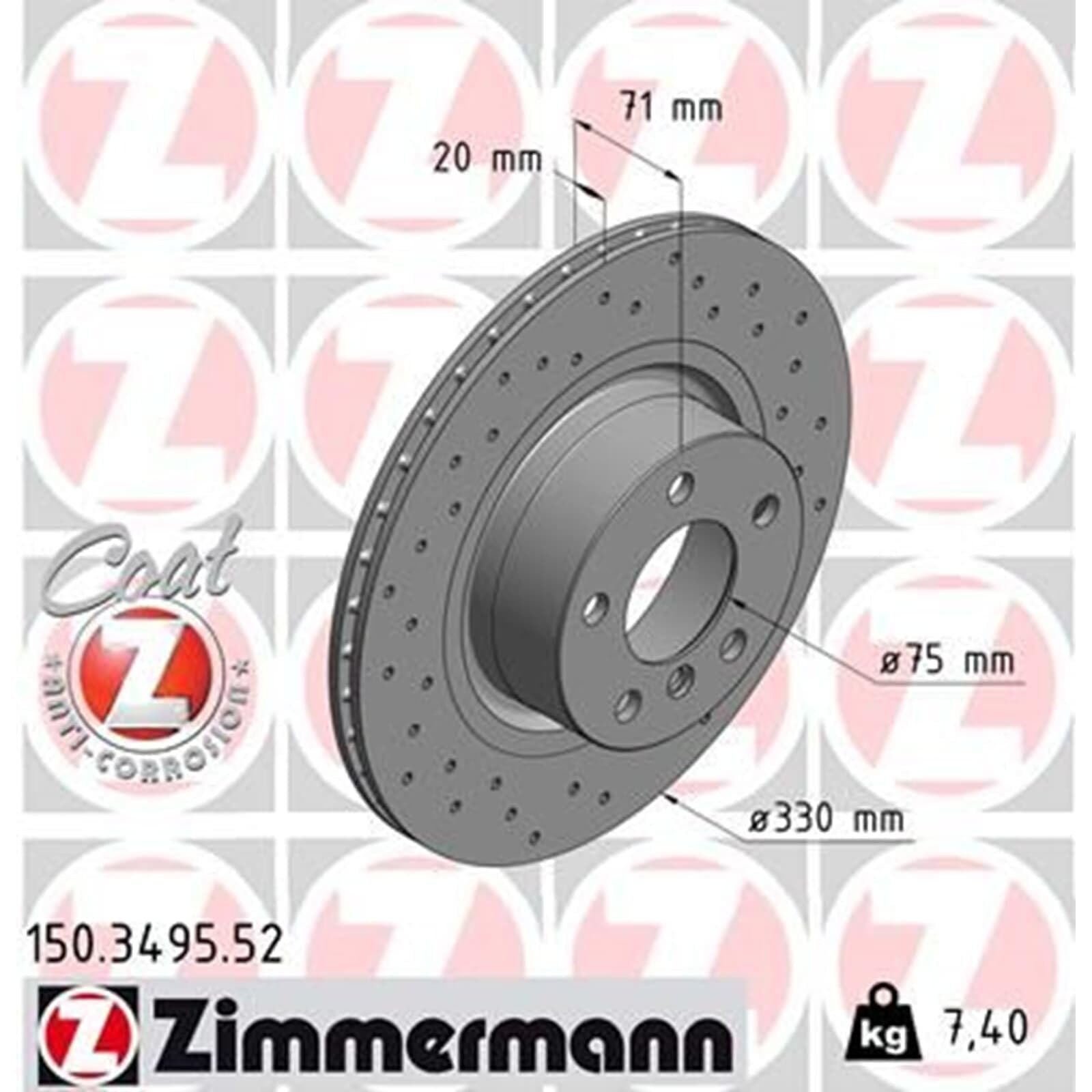 Zimmermann Sport Bremsscheiben + Beläge hinten | 150.3495.52 + 24561.175.1 + Wk Kompatibel mit X3 (F25),X4 (F26)