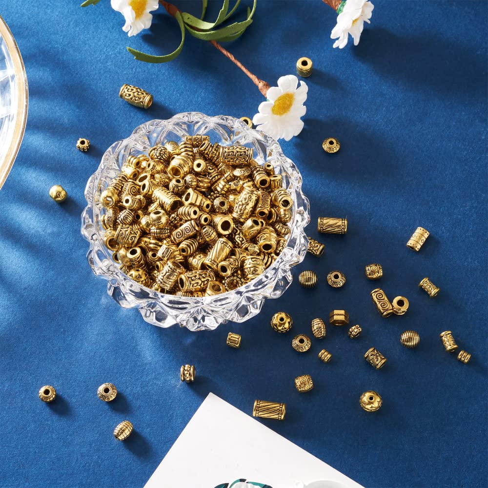 Set Di 150 Perline Tubolari In Argento Tibetano - 15 Design Misti Per Creare Gioielli Fai Da Te - Foto 2