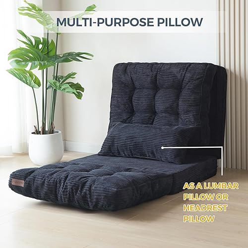 Miniatura 3 de MAXYOYO Puf - Sofá cama plegable copetudo con almohadas, colchón de piso para adultos, sofá de piso extra grueso y largo, sofá individual para