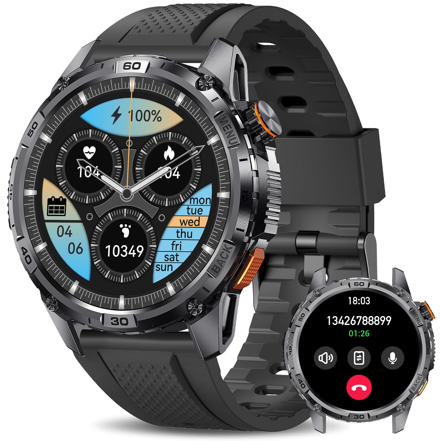 Fitoncloud Military Smart Watch for Men, 1.52