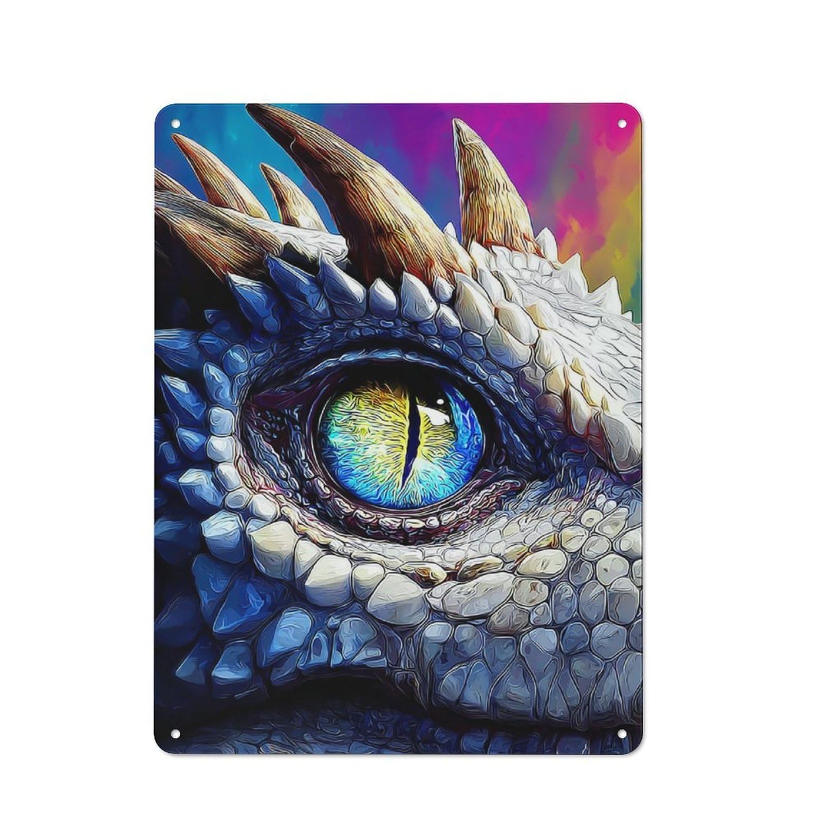 Junmoney Dragon Eye Fantasy Artwork Metal Wall Sign 40X30cm Featuring For Bar Or Restaurant, For Bar Decor Enthusiasts