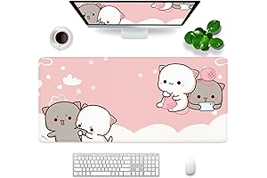 Adorable Pink Cat Desk Mat for Ultimate Gaming Bliss