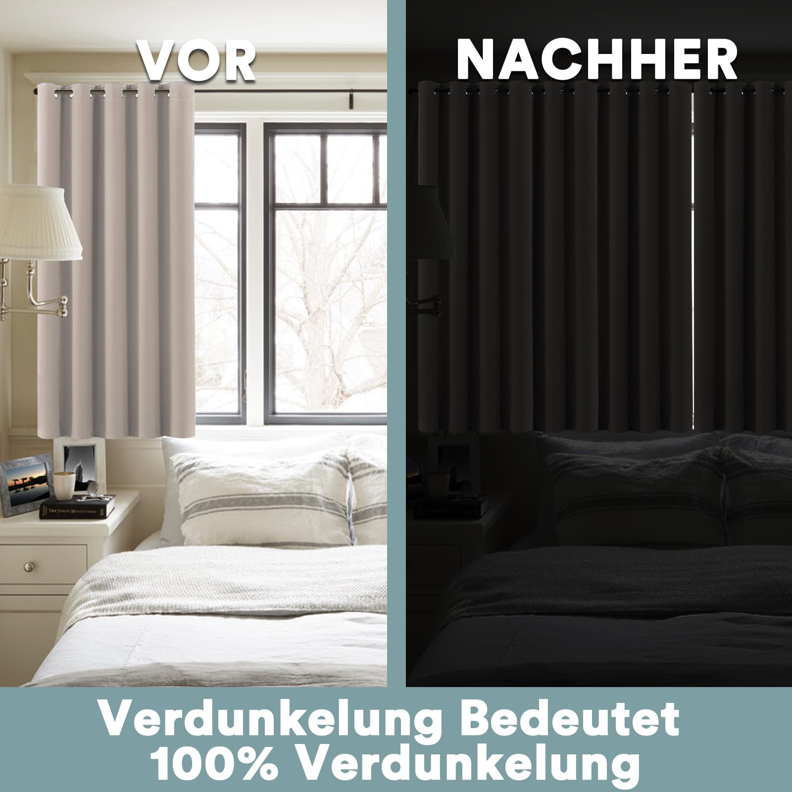 BellaHills Gardinen Blickdicht Wohnzimmer Vorhänge mit Ösen Vorhang 2-Set H 260 x B 140 cm Thermo Vorhänge Kälteschutz 100% Blackout Thermal Curtains for Living Room, Natur