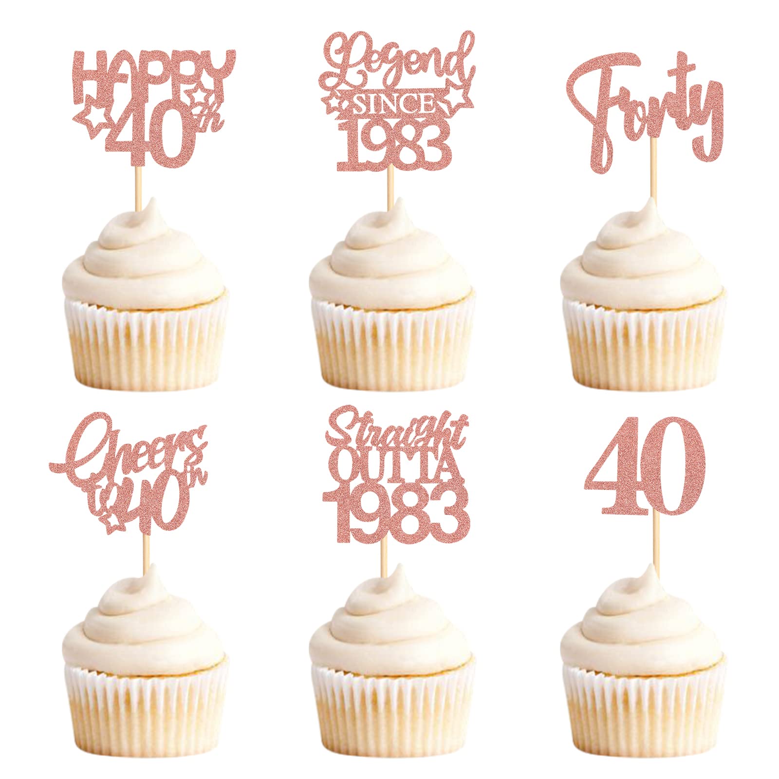 Keaziu 24 Pack Cupcake Toppers Straight Outta 1983 Legend Since 1983 Happy 40th Cheers Forty Cupcake Picks Birthday Party Decoration Supplies | RG 40