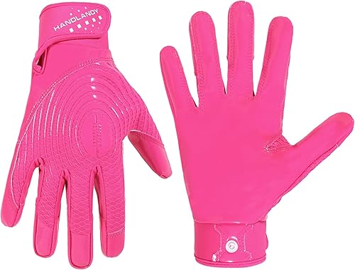 Vista 13 de HANDLANDY Guantes de fútbol juvenil, guantes de receptor adhesivo para niños, guantes de fútbol súper agarre, el mejor regalo para niños y niñas