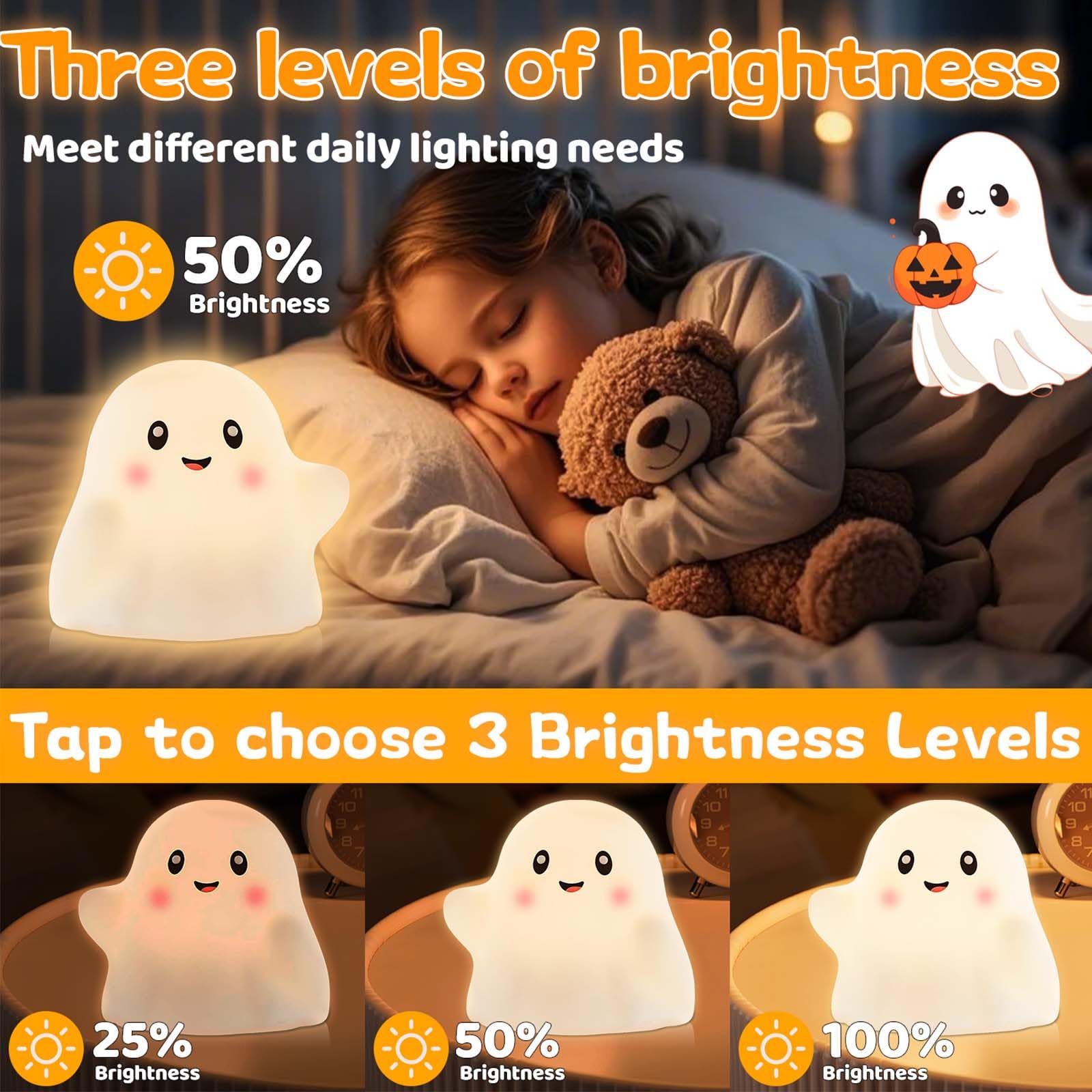 magimagi Halloween Ghost Night Light, Halloween Decorations, 13 Fun Sounds, 30-Min Timer - Image 2