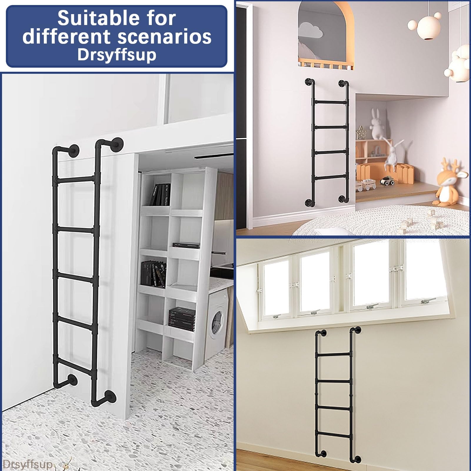 Escalera para literas, resistente, para colgar en la pared, para techos interiores y exteriores de vehículos recreativos, de 1,2m 1,5m 1,8m 2,1m 2,4m 2.7m 300cm de altura, escalera de entrada y salida