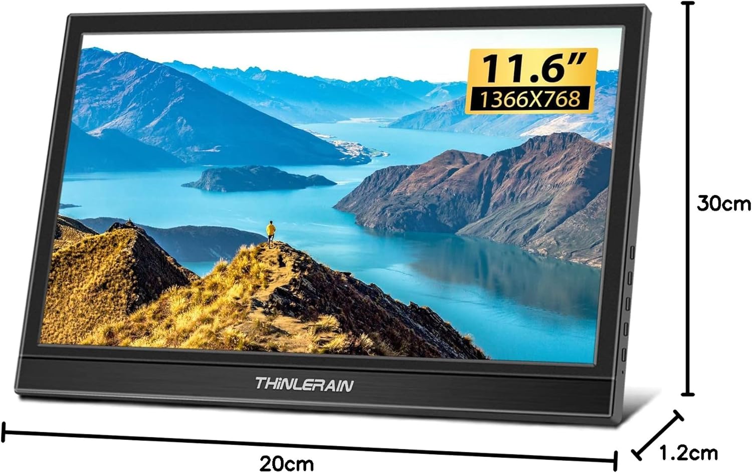 Thinlerain 11.6" Portable Monitor - 1366 x 768 TN LED Display, Dual HDMI, Built-in Speakers - Image 9