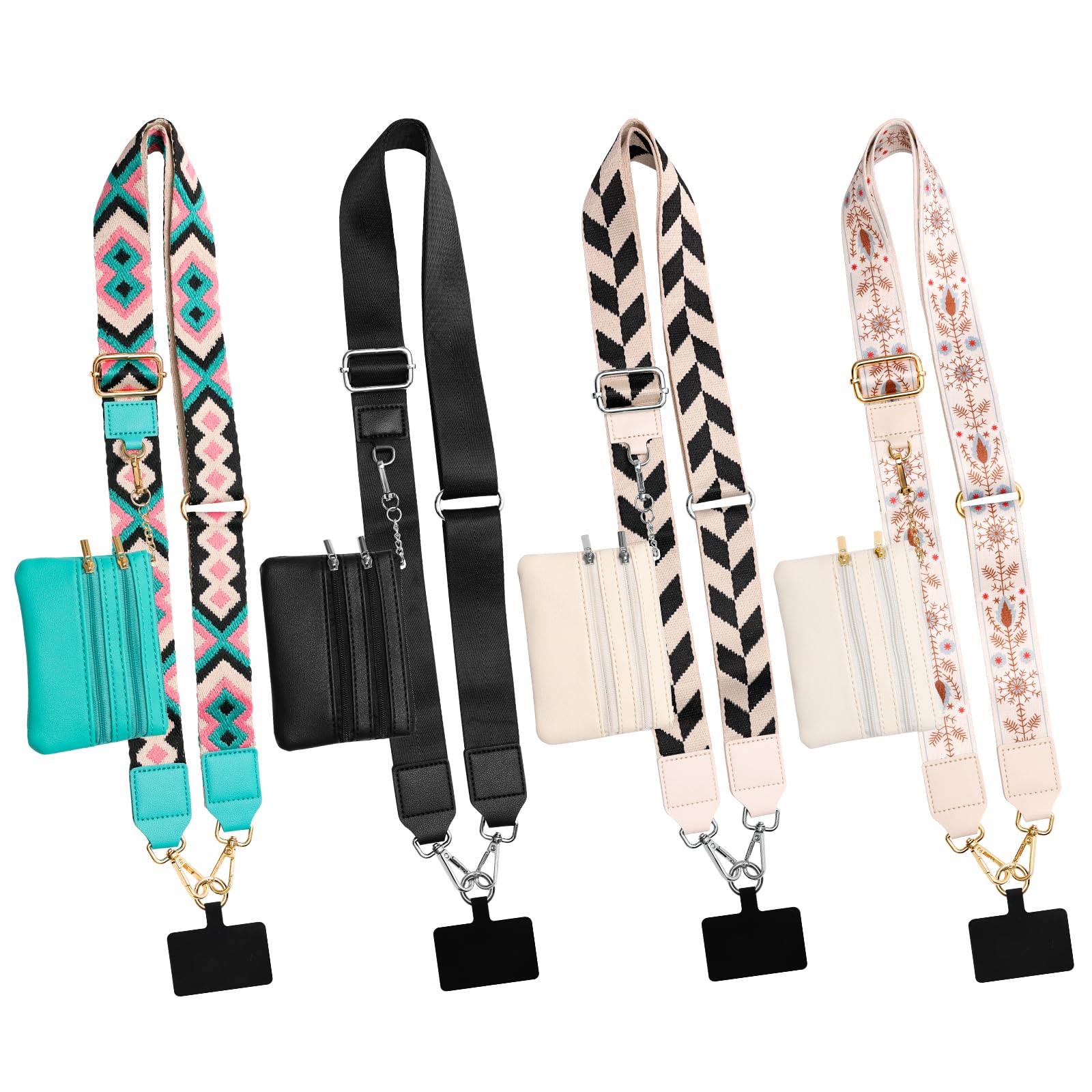 Solaradgy 4PCS Clip and Go Strap for Phone with Wallet Crossbody, Phone Strap with Zippered Pouch Adjustment Mix Color Phone Strap Crossbody with All