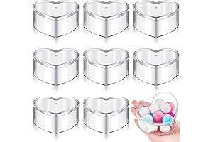 8-Piece Clear Plastic Heart Jewelry Storage Cube Boxes for Candy and Small Items