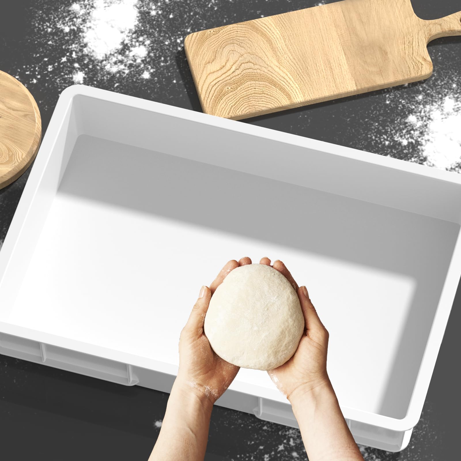 Tioncy 4-Piece Stackable Pizza Dough Proofing Box Set With Lids & Scrapers - 26" X 18" - View #11