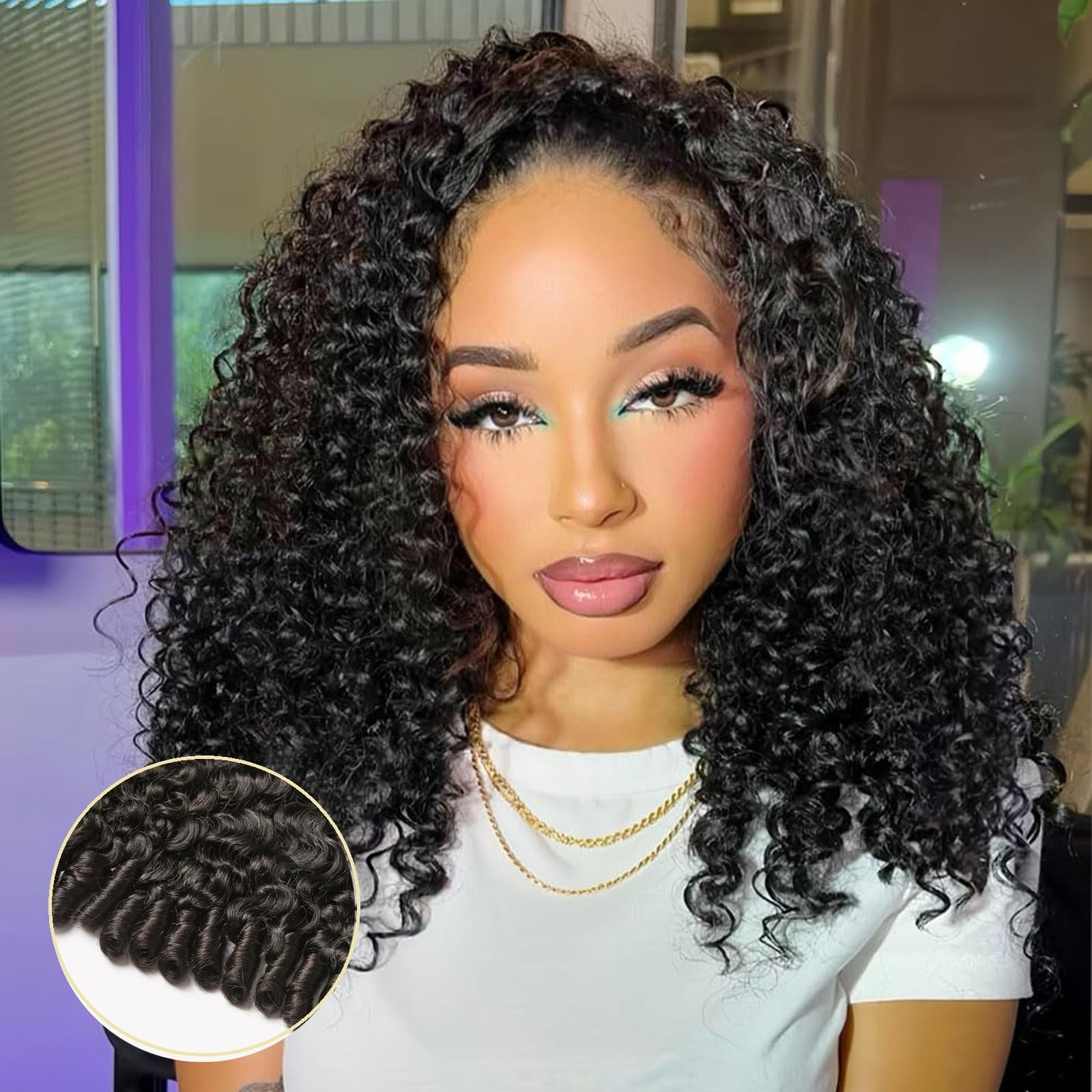 Burmese Curly Bundles Human Hair Extensions Paquetes De Cabello Humano Rizado Birmano Con Punta Rizada Elástica Sujetar Bien El Rizado Negro Natural 100g/PC 1 Bündel 20 Inch