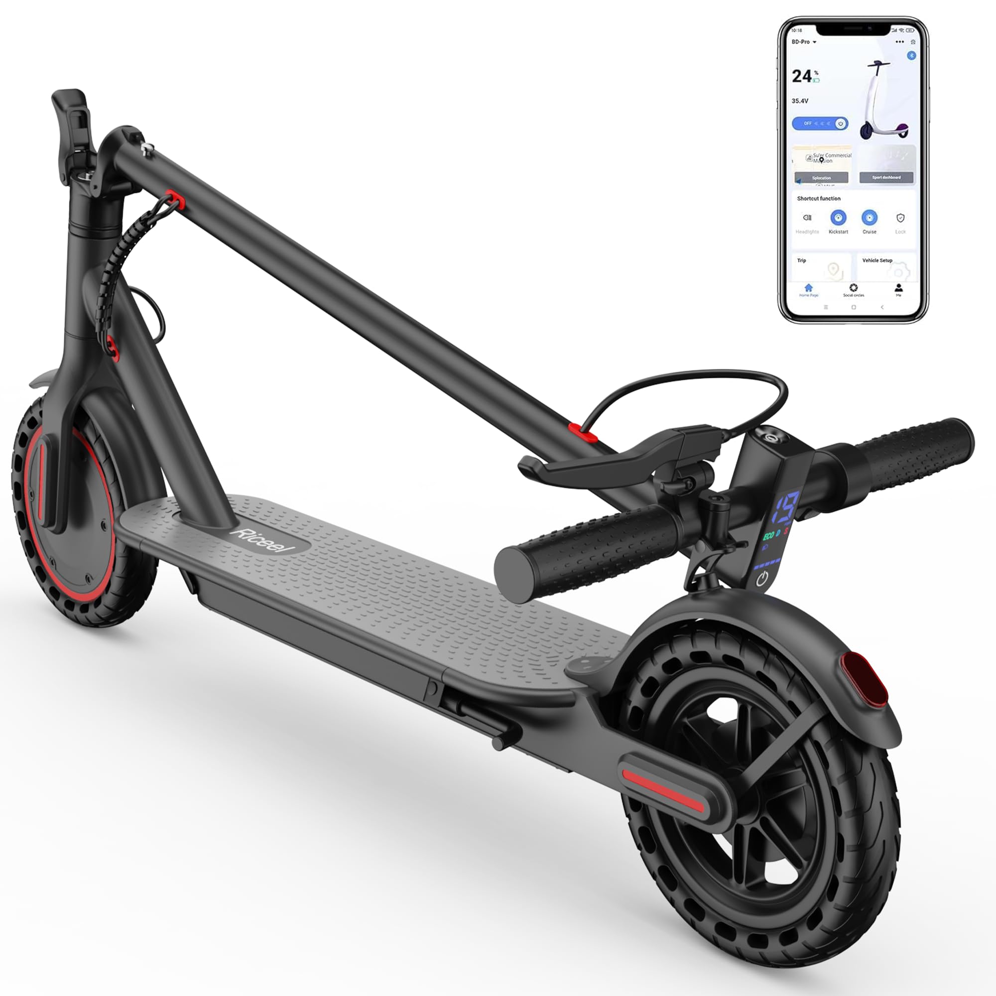 Riceel R50 Electric Scooter, Foldable Electric Scooter, Speed up to 25 km/h, 30 km of autonomy, 8.5" Solid Tire, Maximum Load 120 kg, Dual Braking