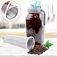 Vista 2 de GMSWEET Mason Jar - Cafetera fría de 64 onzas (2 cuartos de galón) de boca ancha con filtro de preparación para café, té helado, té solar, limonada