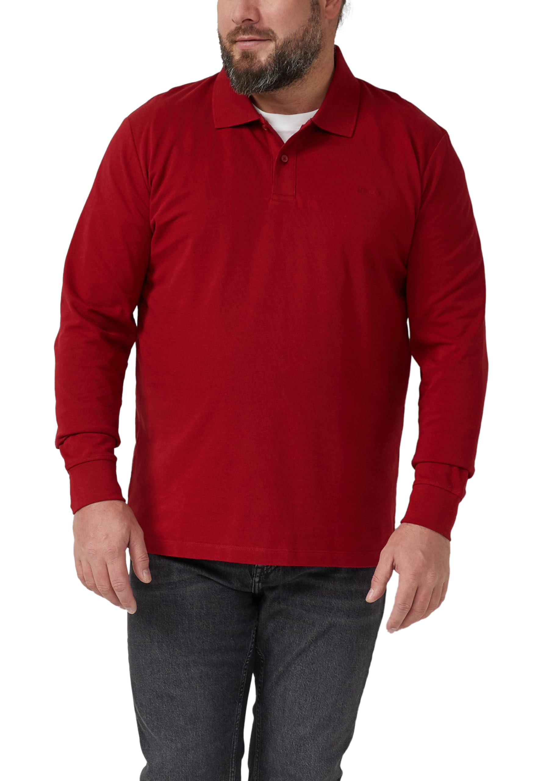 s.Oliver Langarm-Poloshirt aus Baumwoll-Piqué mit Bündchen