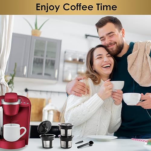 Miniatura 7 de Filtros de café reutilizables K Cups paquete de 2 filtros recargables de repuesto compatibles con cafeteras K 10 y 20 de una sola taza sin BPA