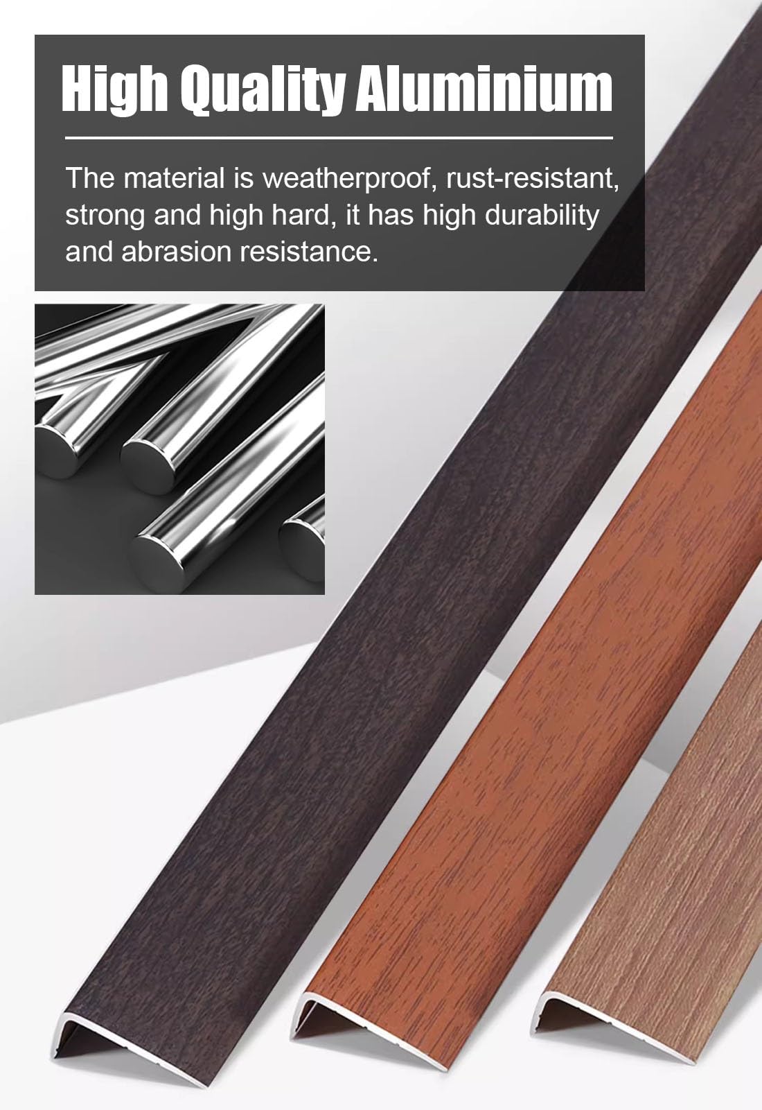 Vibeo Perfil de Transición Aluminio Borde de Escalera Veta de Madera, Neutral de Escalera en Forma de L Escaleras, Banda de Transición de Suelo Protectores de Esquinas(Style D)