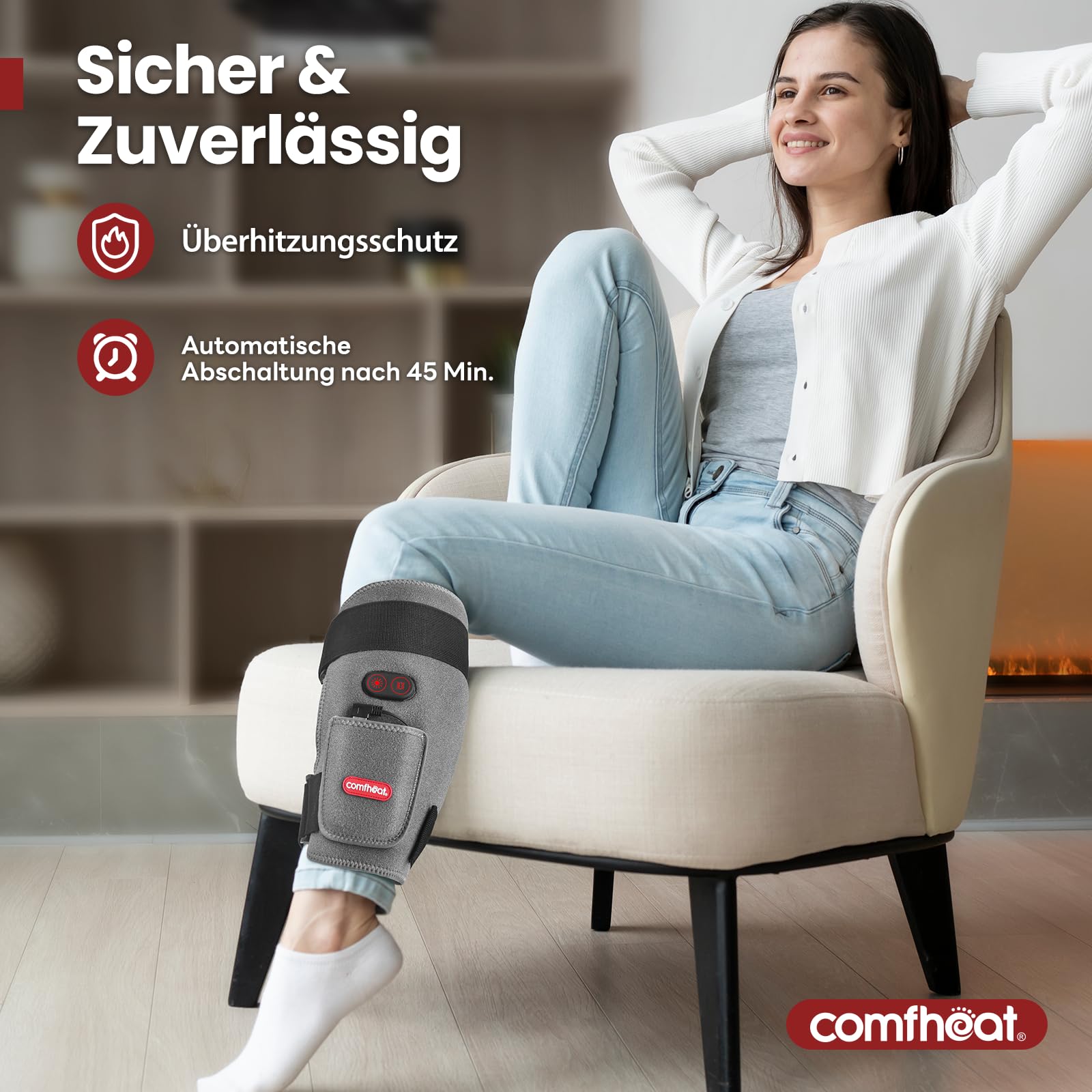 Coussin chauffant sans fil pour jambes avec massage vibrant pour soulager la douleur, coussin chauffant portable pour genoux, attelle tibia, veau, bras, cuisse, soulagement de la douleur avec