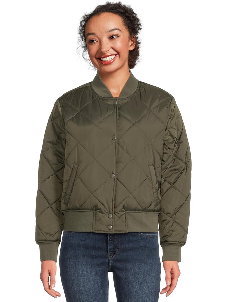 Green Levi's® Diamond Quilted Sherpa Lined Bomber