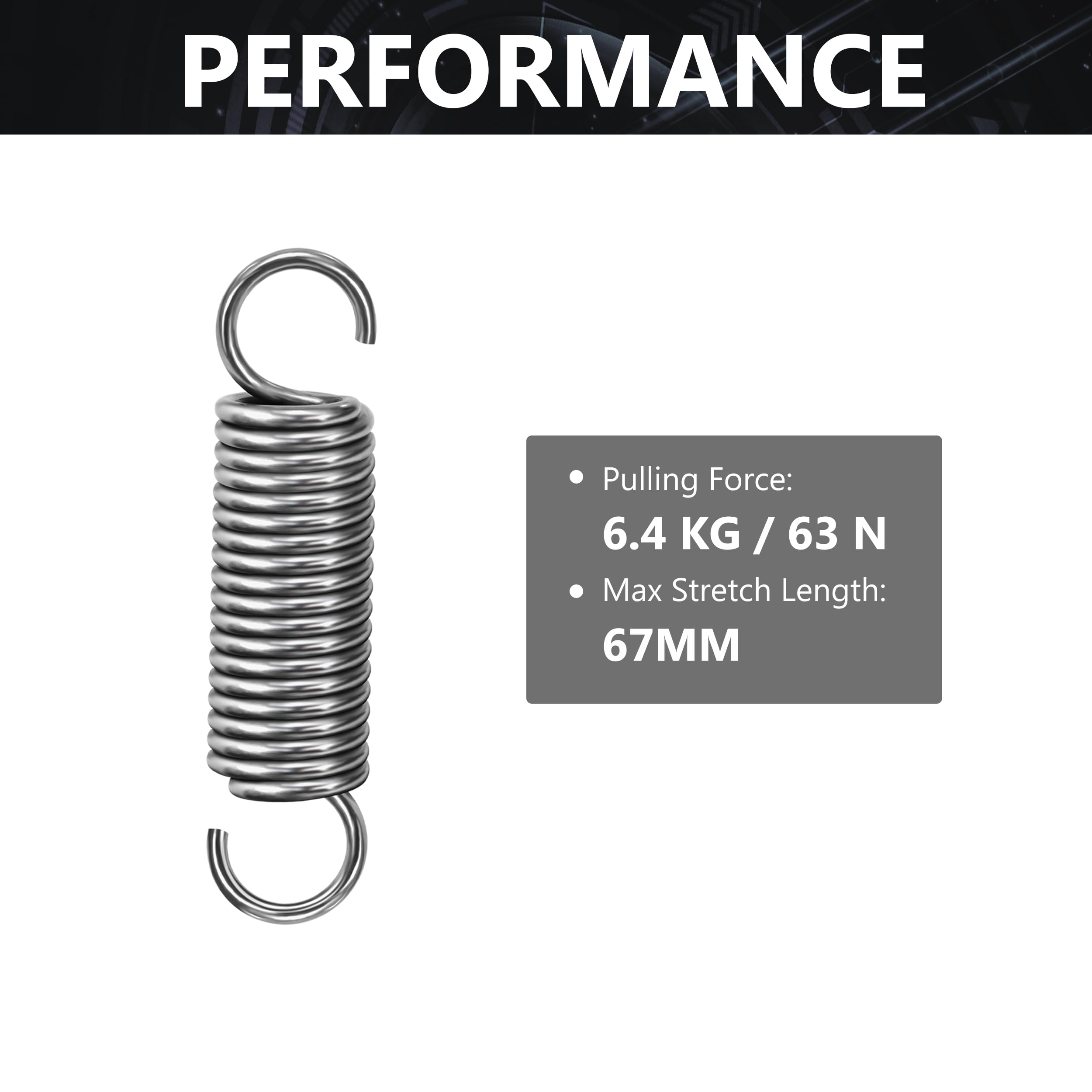 Sprężyny naciągowe z hakiem stal szlachetna sprężyna naciągowa 50 mm średnica zewnętrzna 12 mm średnica drutu 1,6 mm maksymalna siła ciągnąca 6,4 kg 1,6 x 12 x 50 mm 4 sztuki