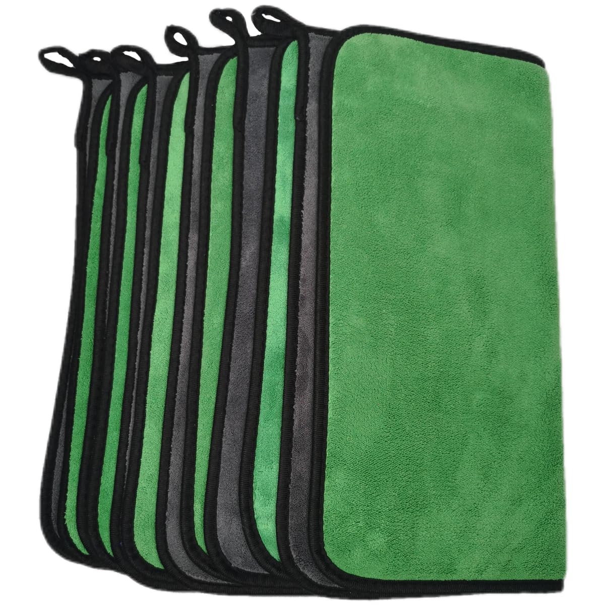 SOFTBATFY Paño de Limpieza de Microfibra Ultra Suave, Grande, Grueso y de Secado rápido para Coche, 800 g/m², paño de Encerado para Pulido de automóviles (Gris y Verde)