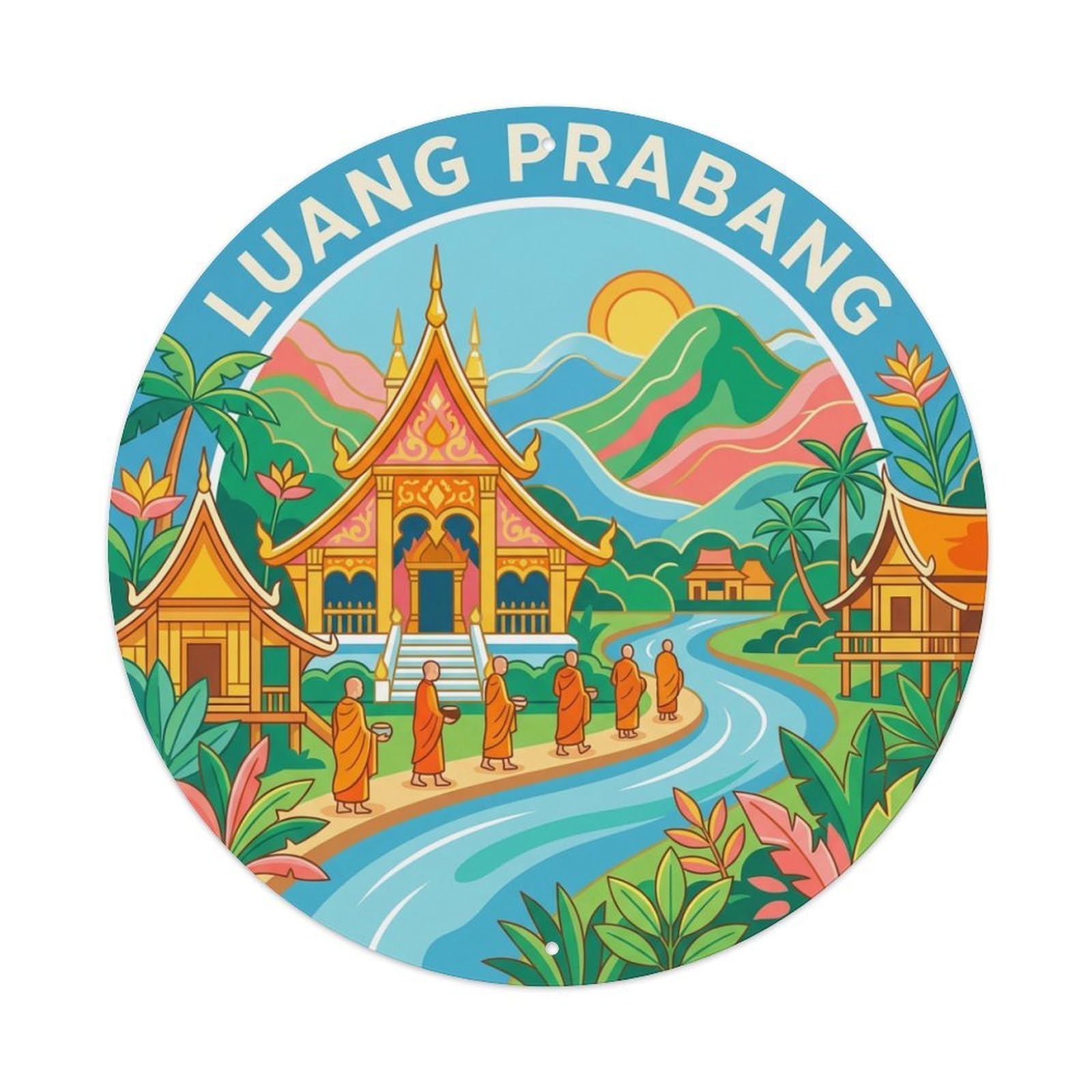 Travel Retro Laos Luang Prabang Metal Tin Sign