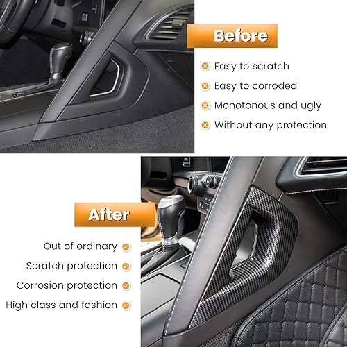 Miniatura 4 de Cubierta del reposabrazos lateral del mango de la consola central de fibra de carbono para Chevrolet Corvette C7 Z06 Z51 ZR1 Stingray Grand Sport