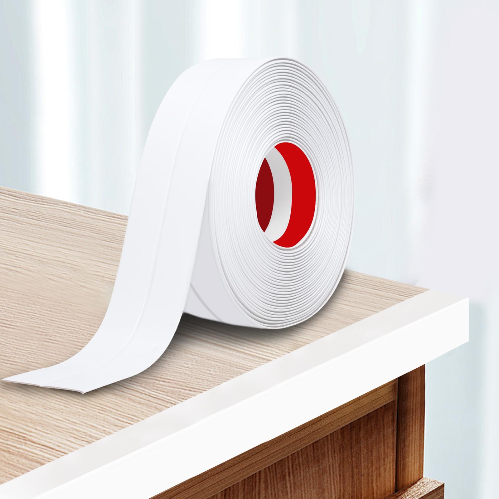 Selbstklebend Kantenschutz Leisten 6cmx4m Zierleisten Kantenschutz Wand Winkelprofil Kunststoff Eckleisten Winkelleiste Flexible Weichsockelleiste für Türen, Fenster, Wände, Küche, Fliesen (Weiß)