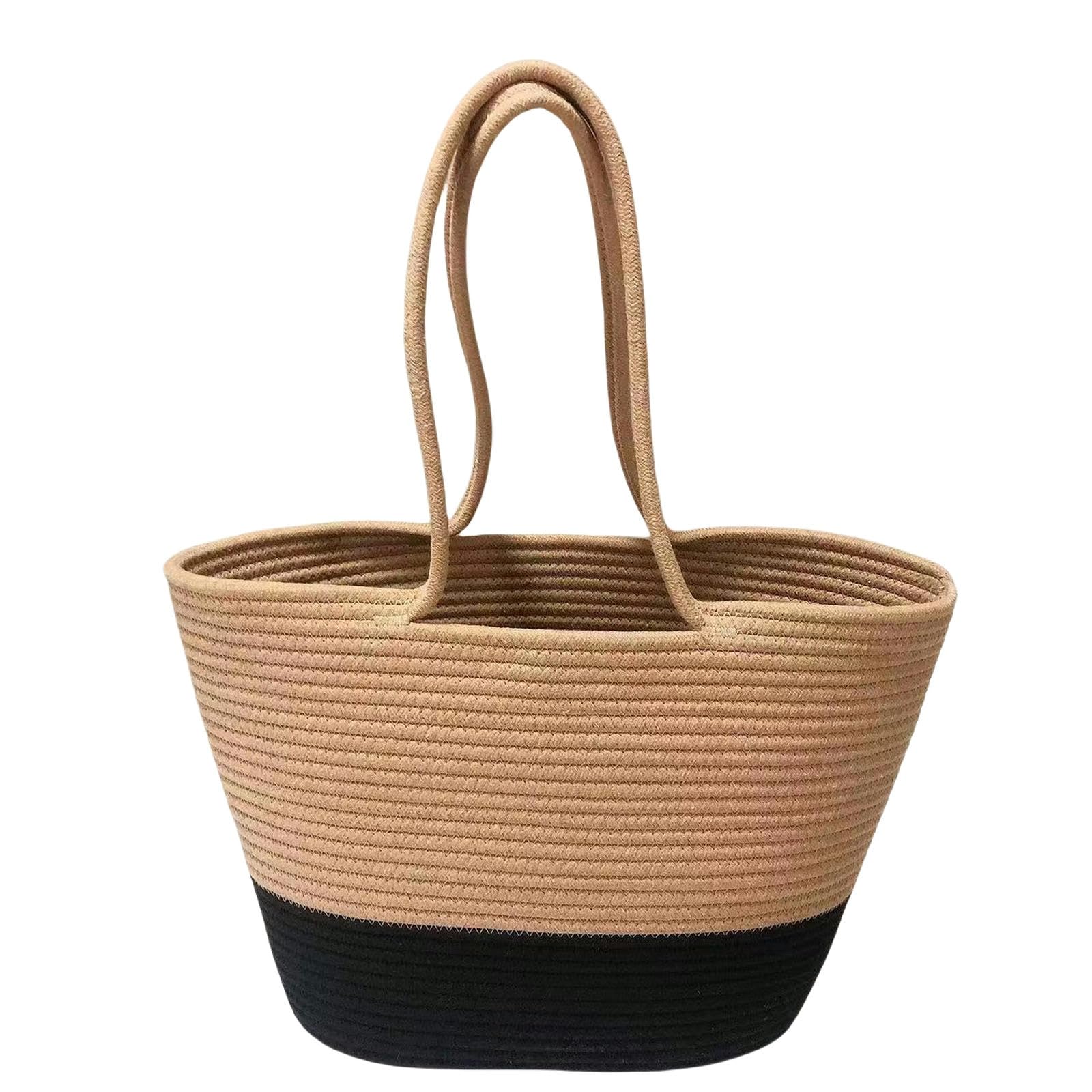 strohtaschen Damen Handgefertigte Handtasche Im Nischendesign Aus Gewebtem Baumwollseil Strandtasche Für Den Sommer Vielseitige Umhängetasche Für Damen
