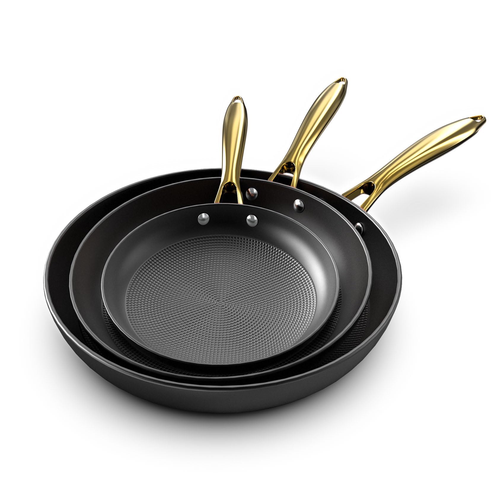 imarku 3-Piece Non Stick Cast Iron Skillets Set