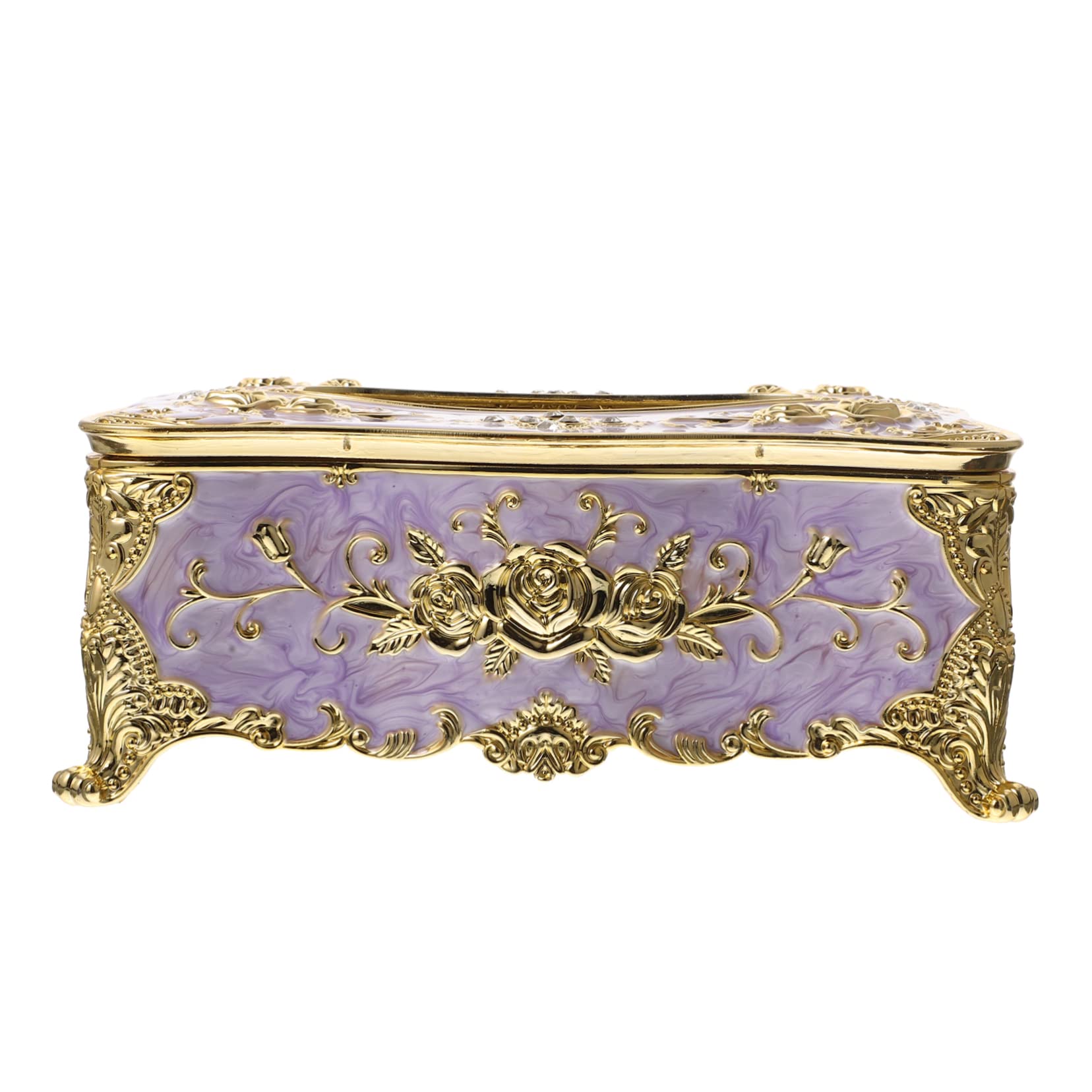LIFKOME Box European Style Tissue Box Tablescape Decor Home Paper Towel Dispenser Napkin Storage Case Retro Desk Top Decor Rose Decor Storage Rack Purple Plastic Multifunction