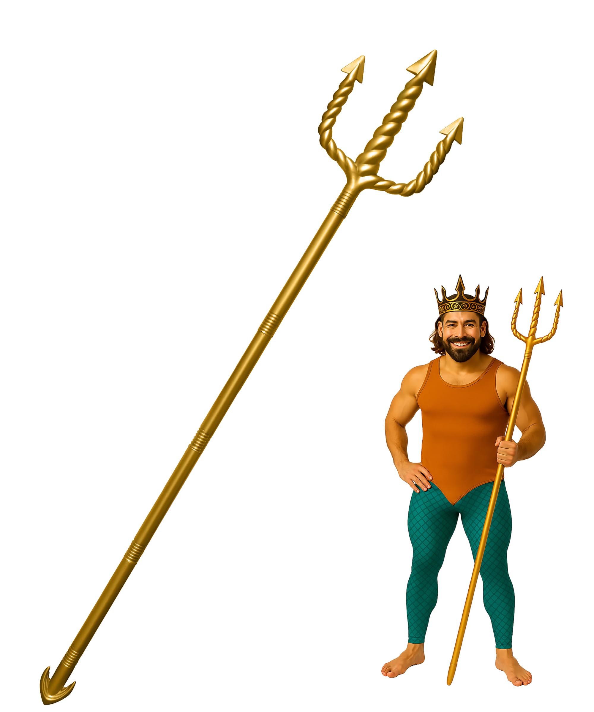 Adult 5 Pc King Neptune Trident Devil Pitchfork Staff Costume Accessory Prop