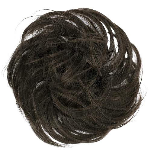 CAISHA Prettyshop - Banda elástica tipo postizo de cabello de fibra sintética apenas ondulado, ideal para peinados recogidos, color castaño, G6B