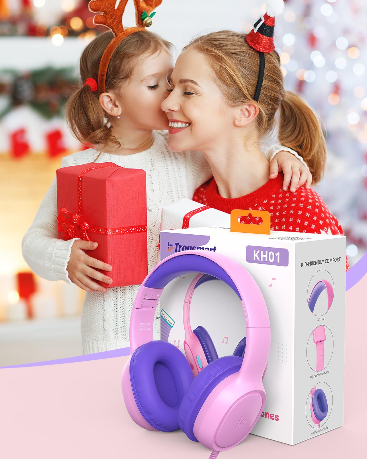Tronsmart Cuffie Sovraurali Pieghevoli per Bambini, Volume Sicuro 85/93 dB, Suono Chiaro e Morbido, Jack da 3,5 mm per Bambini con Cavo, per Apprendimento e Intrattenimento