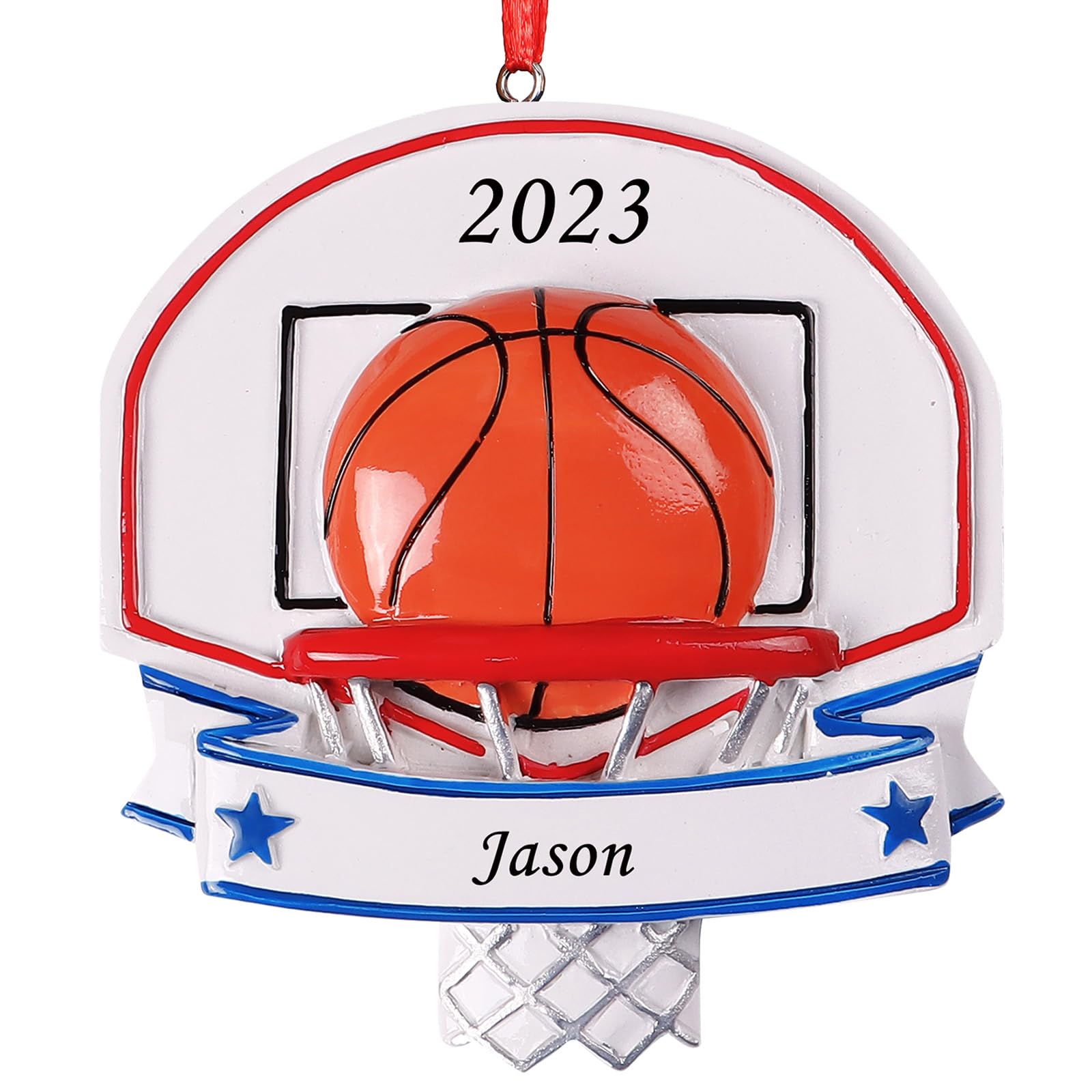 witfox baby's first christmas baubles personalised - 2024 Resin personalised hand-painted christmas tree decorations baubles for boy (basketball)