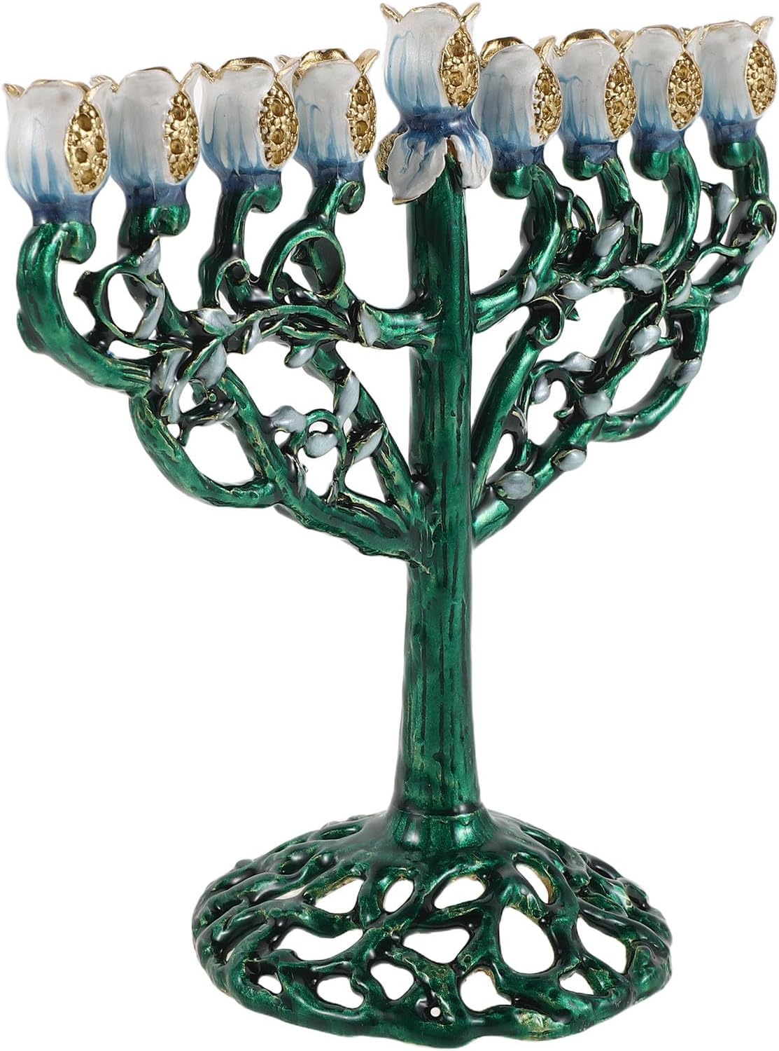 Vintage Menorah Candle Holder Candle Stand Enamel Alloy 9 Branch