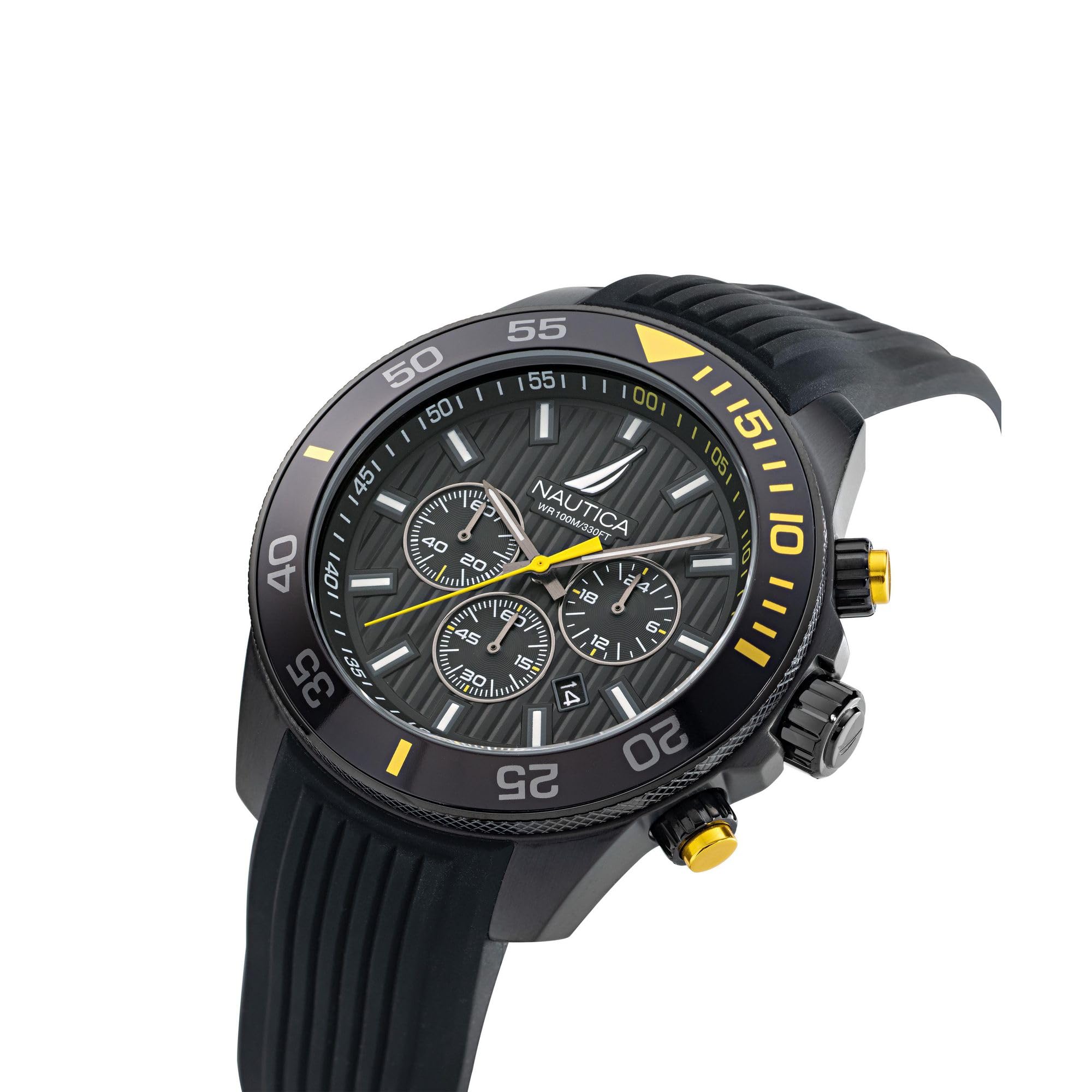 Nautica Reloj NAPNOS302 One con correa de silicona negra para hombre, Negro/Negro/Negro