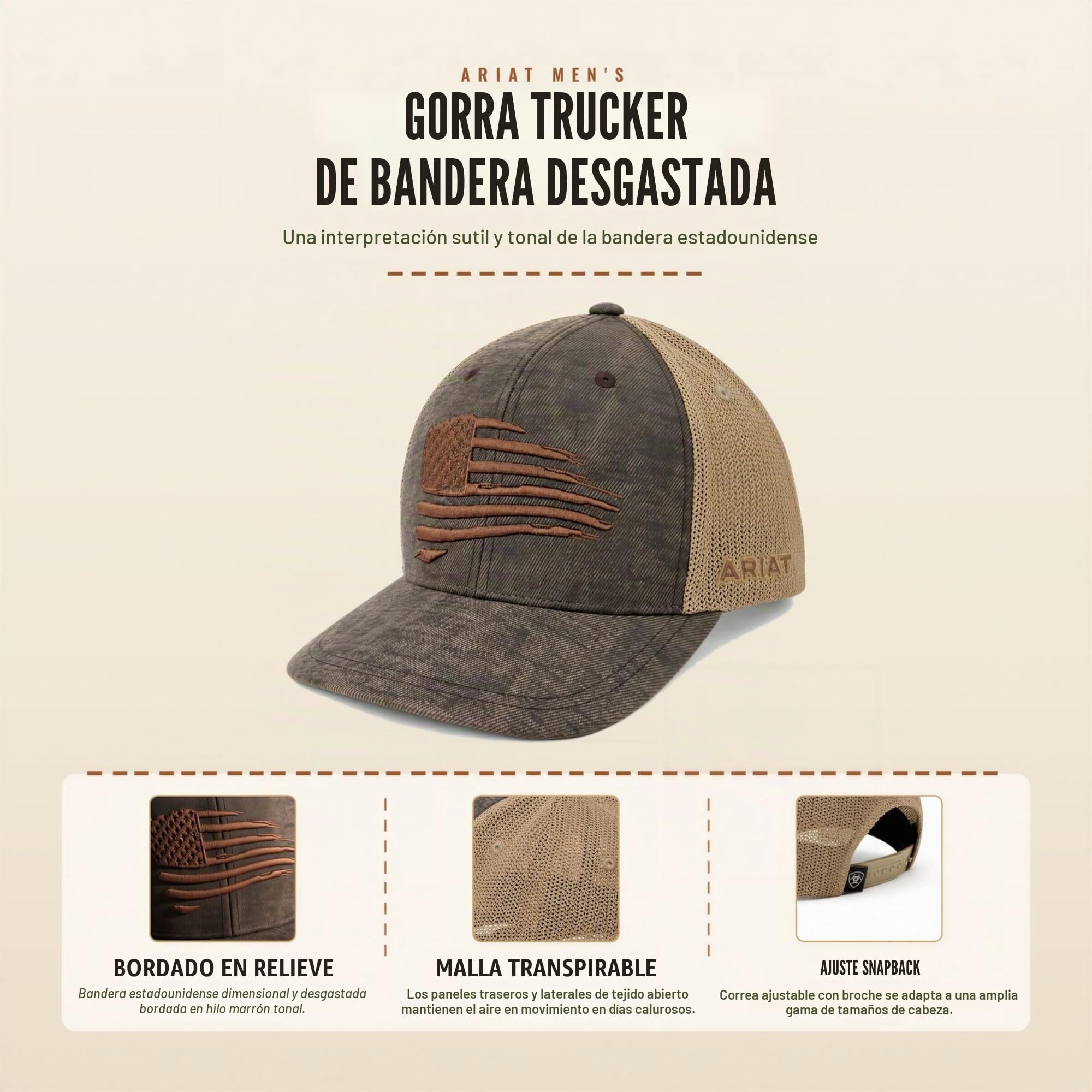 ARIAT Gorra Patriot Snapback para hombre