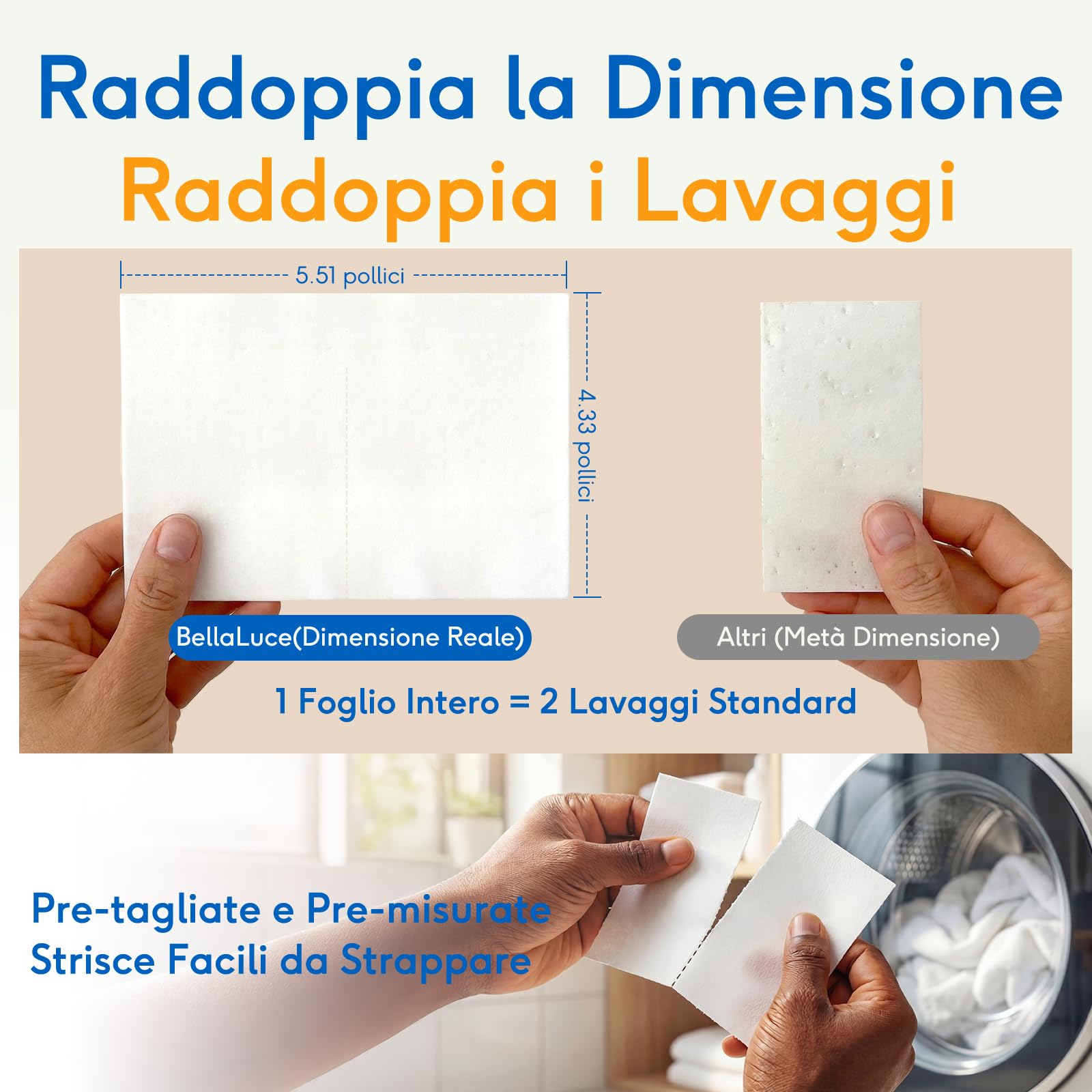 BellaLuce Detersivo in Fogli per Lavatrice – 240 Lavaggi, Detersivo Lavatrice Fogli Ecologico Senza Plastica, Ipoallergenico per Casa e Famiglia, Profumo Fresco di Lino