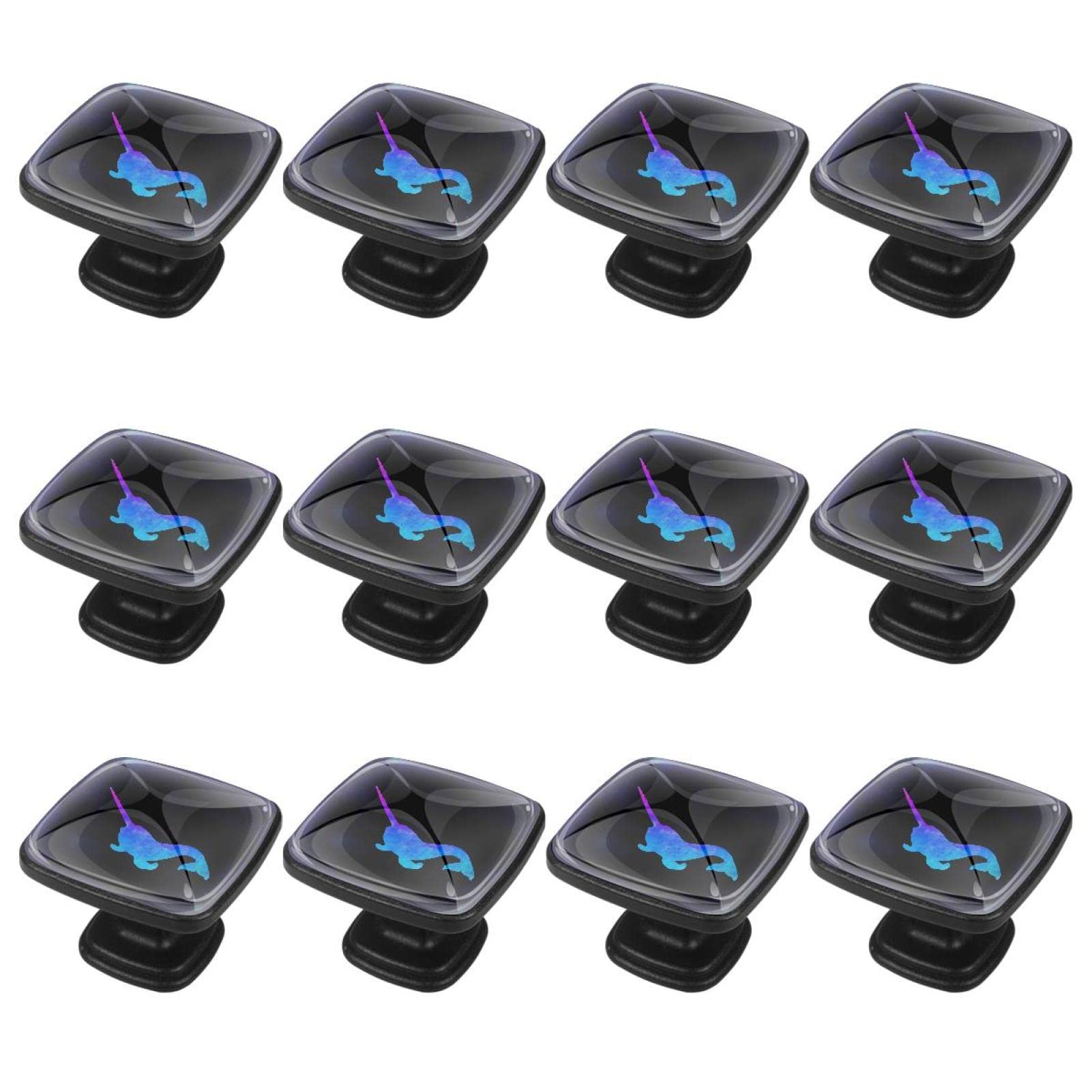 Boutons de tiroir baleine bleue violette boutons d'armoire en verre lot de 12