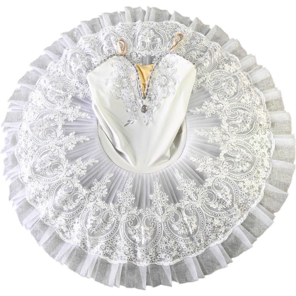Costume De Ballet pour Femme, Style Lac des Cygnes, en Dentelle Florale, avec, Justaucorps Jupe Crêpe.