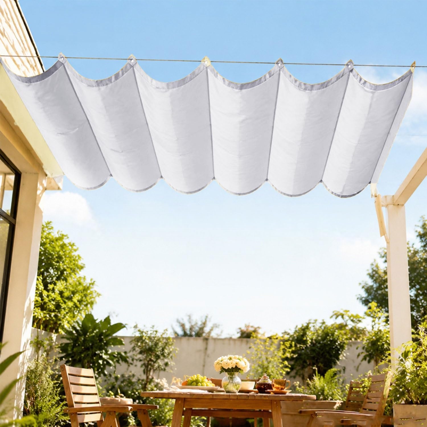 Voile d'ombrage imperméable 355x490 cm avec toile de marquise réglable