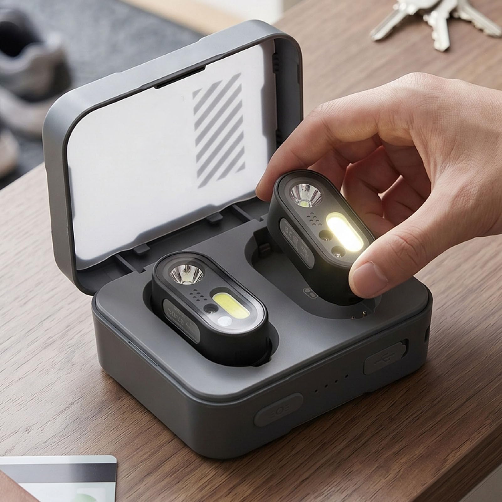 Sxhlseller IPX4 Wasserdichte Wiederaufladbare Stirnlampe |6600 MAh Smart Motion Sensor Ladekoffer mit 1/4 Gewinde für Camping, Wandern, Angeln und Nachtlauf