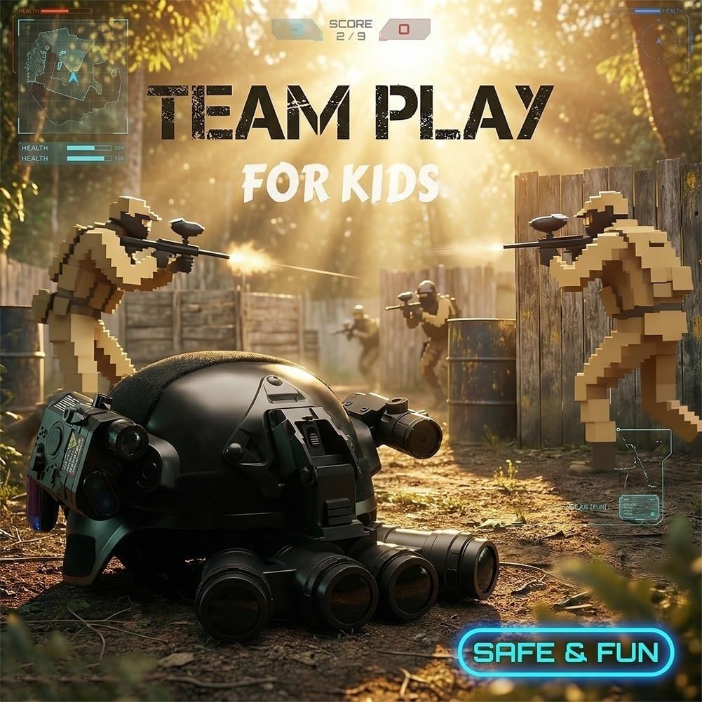 Ensemble De Casque Tactique for Enfants, Modèle Nvg À 4 Yeux, Lampe De Poche Et Support NVG | Équipement De Combat Multifonctionnel for Le Jeu De Plein Air Cosplay Airsoft