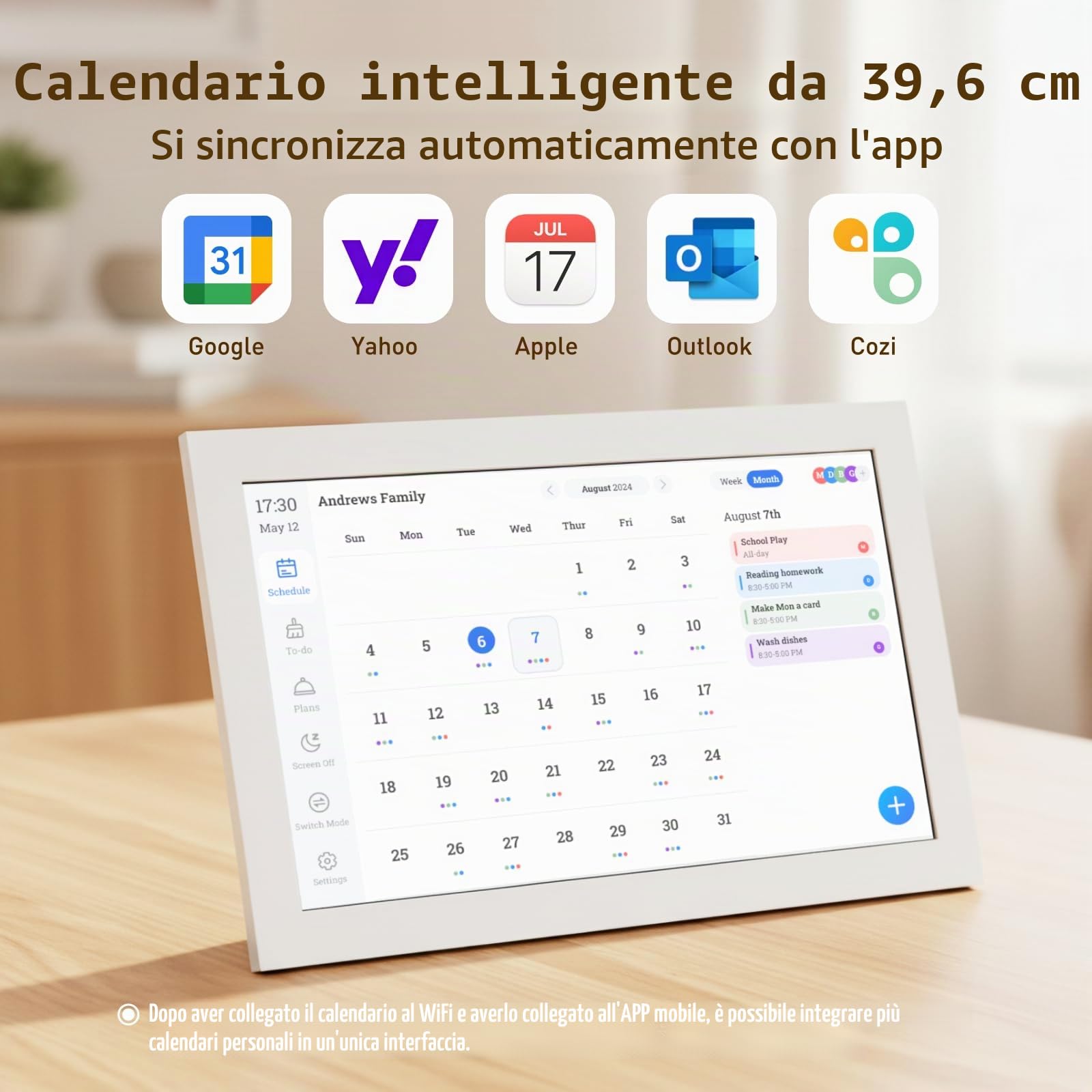 Gugxiom Calendario digitale 2026, calendario elettronico da 15,6 pollici e grafico delle faccende, touchscreen Smart Family Planner da parete per l'organizzazione della casa, pianificazione