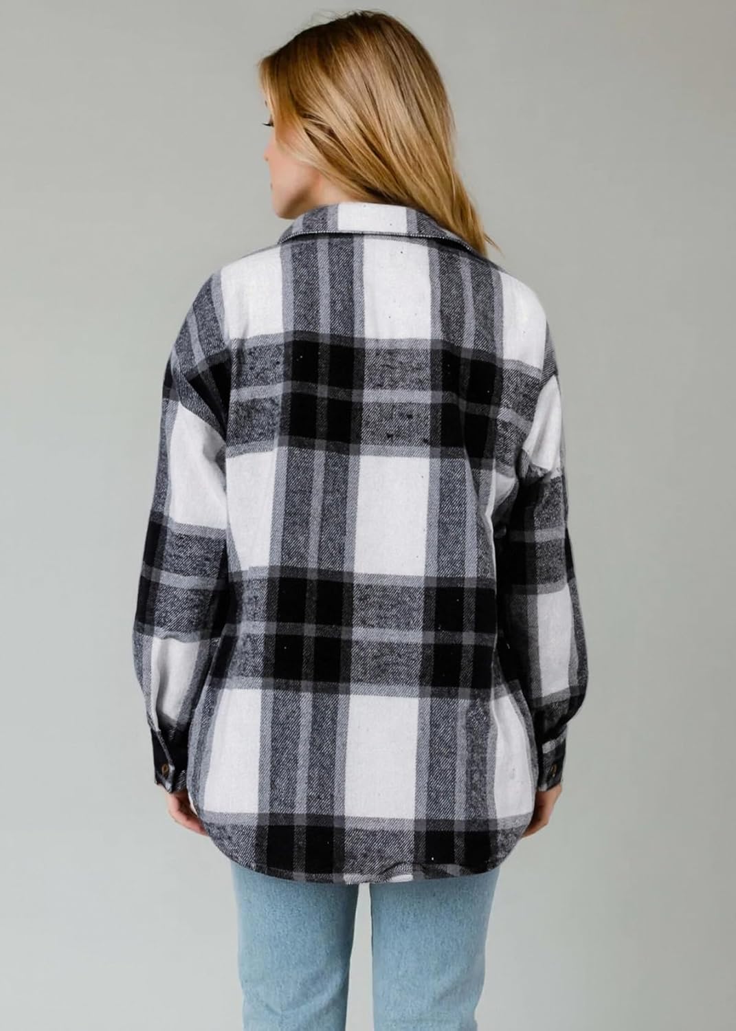 Womens Flannel Shacket Jackets Button Down Plaid Shirts Fashion Business Blouses Casual Fall Outfits Flannel Work Tops - Image 4