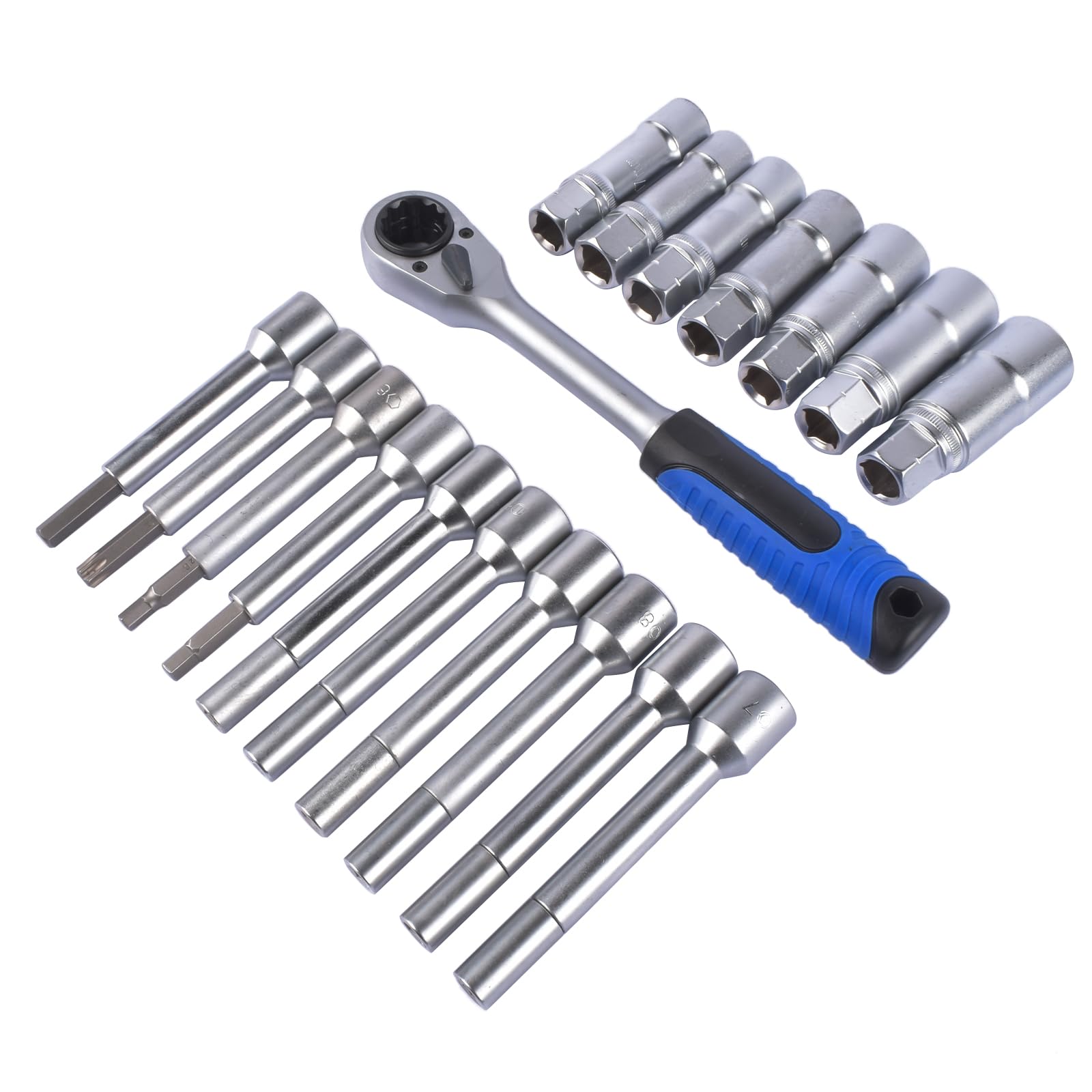 Bisenya 18 Pezzi Set di Chiave a Bussola per smontare ammortizzatori Kit Dado per Ammortizzatore Speciale 1/2' Drive Compatibile con i Veicoli più Comuni